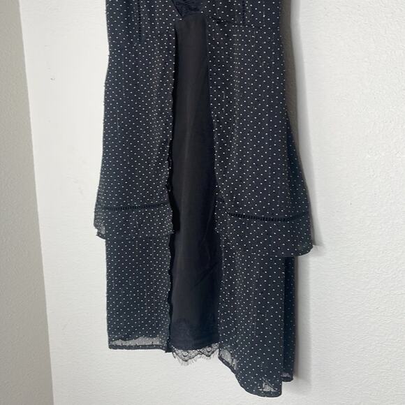 NWT Adelyn Rae lace black deep v polka dot mini tiered dress, size XS - Picture 4 of 7
